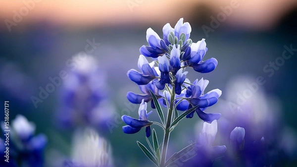 Obraz Stunning close-up of a Texas bluebonnet, captured in delicate detail, showcasing its vibrant beauty.