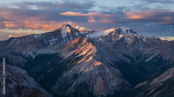 Obraz Sunset illuminates the snow-capped peaks of a majestic mountain range.