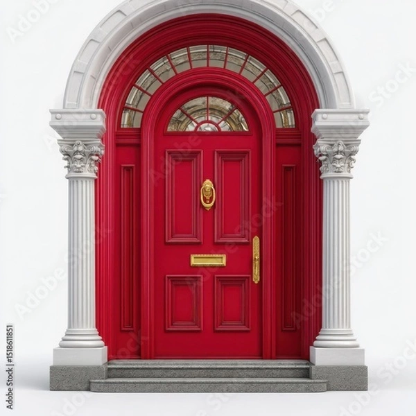 Obraz Elegant red doorway with classical columns