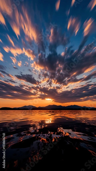Obraz Stunning sunset paints the sky with vibrant colors over calm waters, creating a peaceful scene.