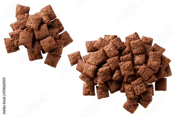 Fototapeta heap of chocolate pillows isolated on white background top view.