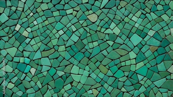 Fototapeta Shades of green stone mosaic art abstract pattern of shapes