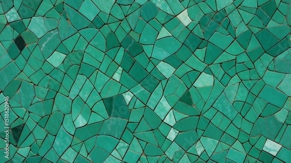 Fototapeta Shades of green marble mosaic art abstract pattern of shapes