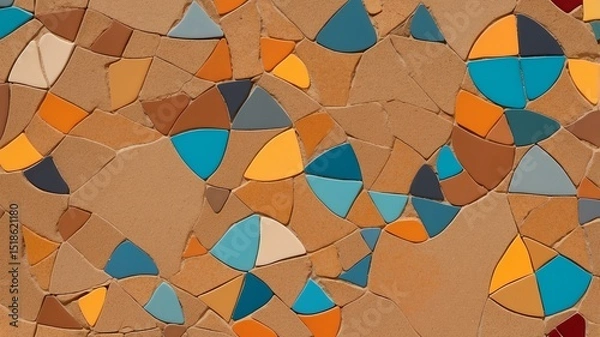 Fototapeta Shades of colorful sand mosaic art abstract pattern of shapes