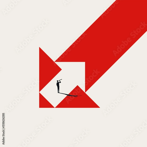 Fototapeta Business leader vector concept. Go your own way, visionary, strategy symbol. Minimal design eps10 abstract illustration