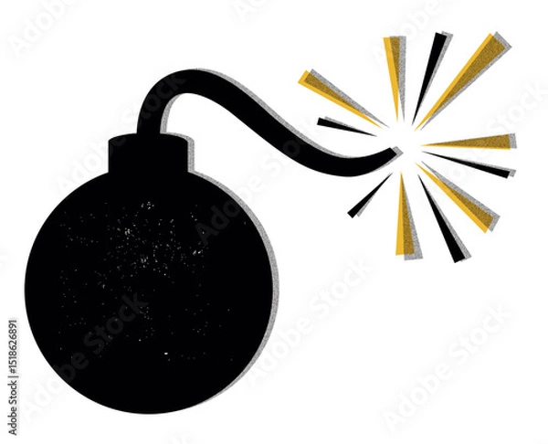 Obraz Vector illustration of a classic round black bomb with a lit fuse. A stylized symbol of danger, tension, countdown, risk, urgency, or explosive impact—perfect for metaphorical or literal concepts