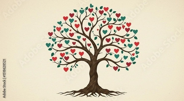 Fototapeta Heart tree illustration with love and growth concept for valentine's day and family tree design