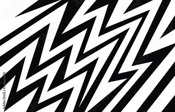 Obraz Abstract black and white background with various sharp, zigzag and lightning pattern