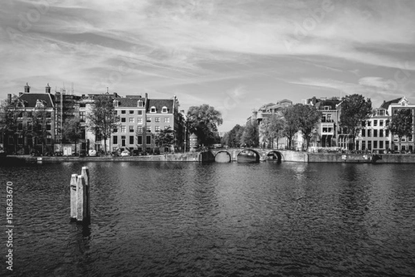Fototapeta Typical view of Amsterdam from its waterways