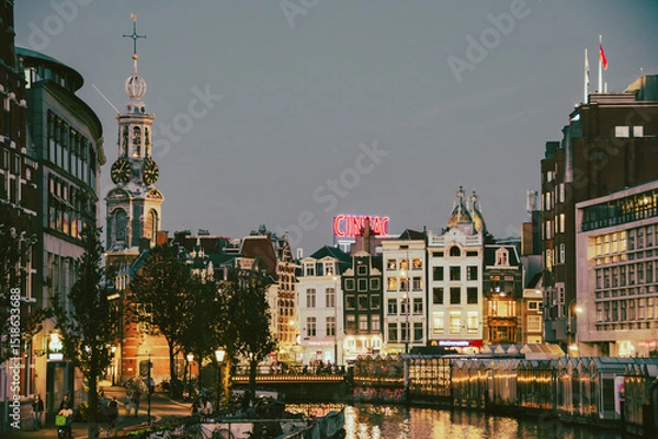 Fototapeta Typical view of Amsterdam from its waterways