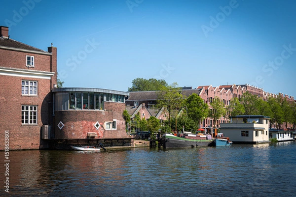 Fototapeta Typical view of Amsterdam from its waterways