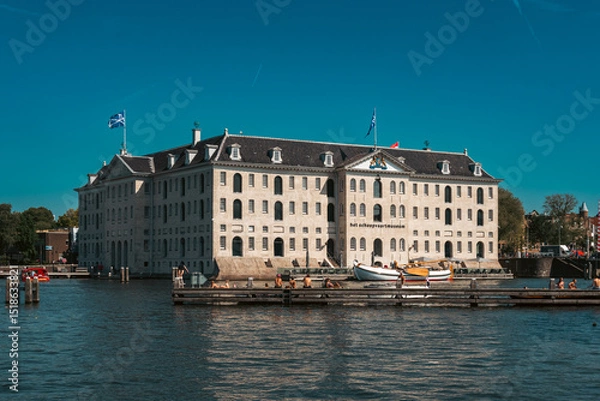 Fototapeta Typical view of Amsterdam from its waterways