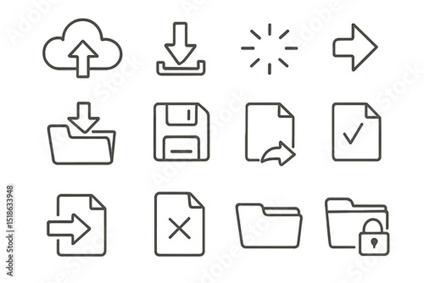Fototapeta Cloud storage and file management icons on wood background