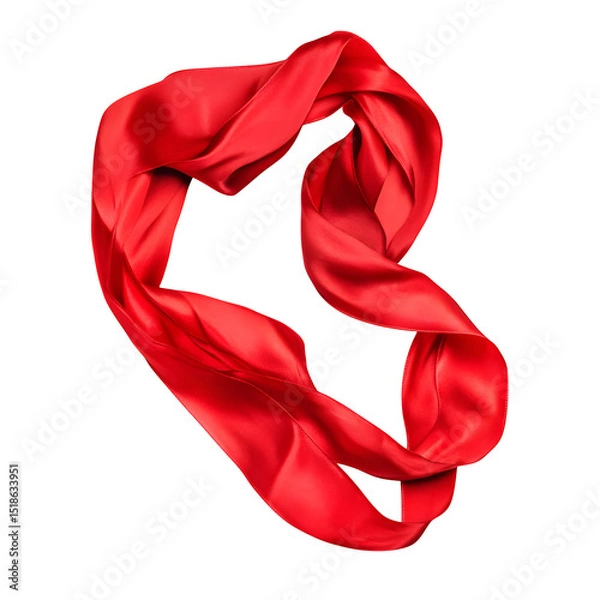 Fototapeta Tied red satin ribbon isolate on white background