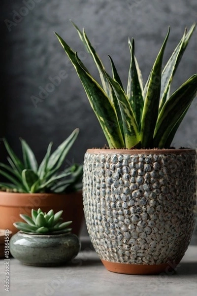 Obraz Sansevieria in a pot, close-up, professional photo, stock photography