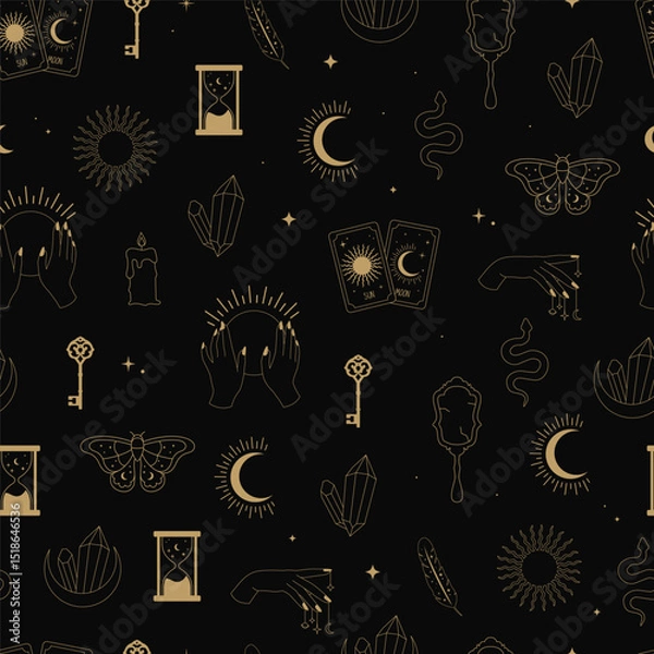 Fototapeta Magic line art seamless pattern