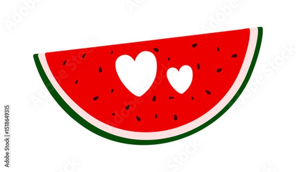 Obraz Watermelon cut in slices, sweet ripe delicious fruit, red flesh with green rind, organic diet ingredient for dessert, healthy vegan food image for summer design, projects, menu, packaging decor