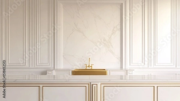 Obraz Elegant, light-filled kitchen design with marble accents.