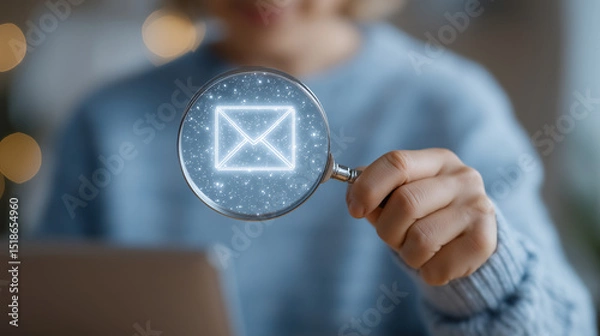 Fototapeta Email Verification and Cybersecurity in a Cozy Home Office