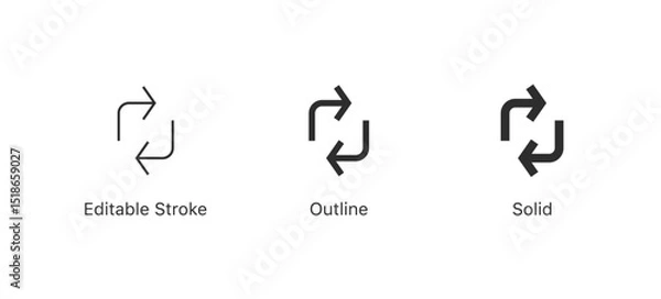 Obraz Refresh icon vector. exchange icon symbol. recycle vector icon symbol. Repeat and reload icons set and sync arrow rotation circle. editable stroke outline style for app user interface and web elements