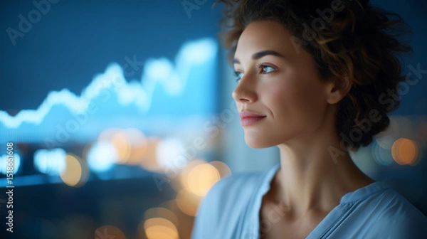 Fototapeta Businesswoman Analyzing Cost Optimization and Quality Control Dashboard