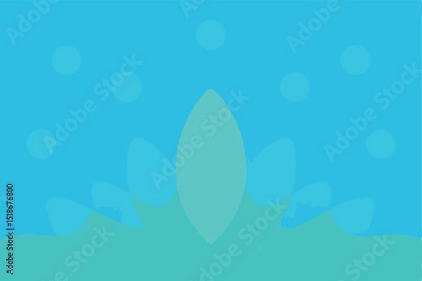 Fototapeta Abstract blue teal lotus element with circular design on transparent background