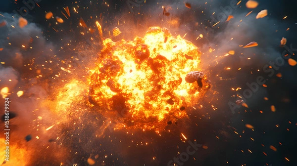 Fototapeta Dynamic explosion effect in anime style illustration