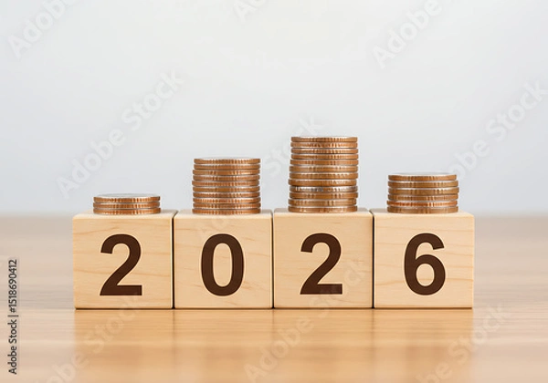 Fototapeta Financial growth forecast for year 2026 investment strategy and future savings planning concept idea
