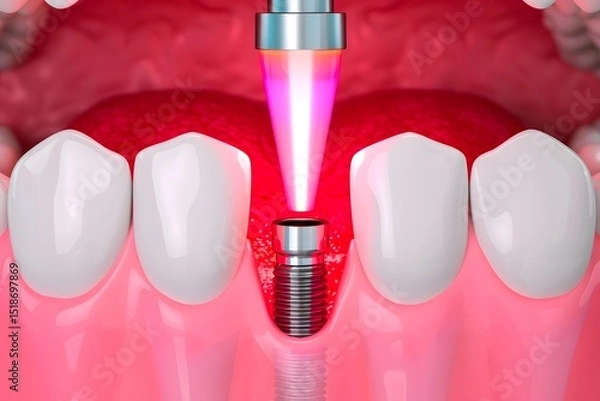 Fototapeta Periodontist performing soft tissue graft procedure to treat gum recession focusing on surgical precision and patient care in a clinical setting
