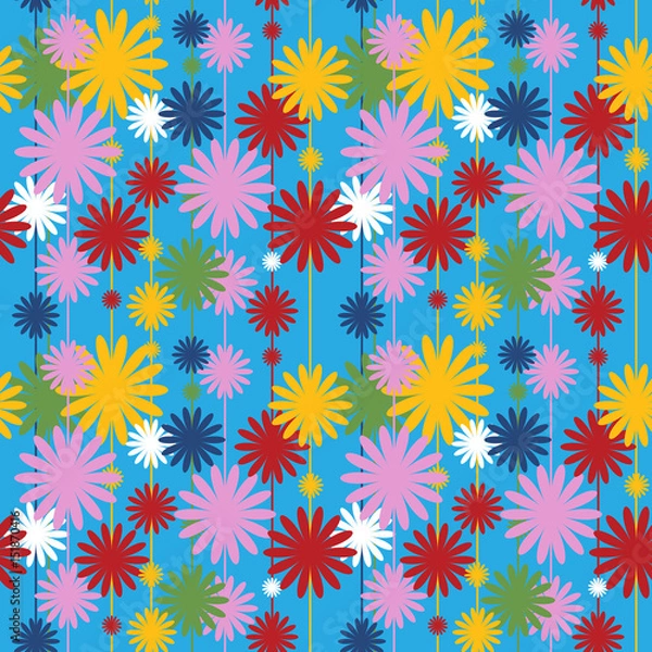 Fototapeta Abstract festive seamless pattern with decorative flowers