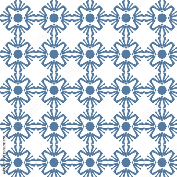 Fototapeta Seamless pattern of stylized abstract flowers collected in a bouquet in pastel blue tones.eps