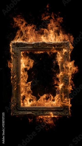Fototapeta Abstract Flame Art and Burning Creativity: Dynamic Firelight Portrait on Black Background