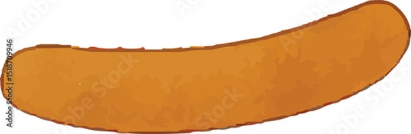 Fototapeta A grilled sausage with a rich brown color, slightly curved, representing American cuisine classics like hot dogs and BBQ staples. Perfectly cooked with a savory, smoky appeal