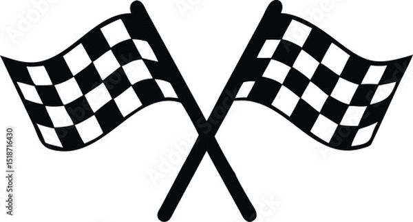 Fototapeta two crossed checkered flag nascar racing flag silhouette 