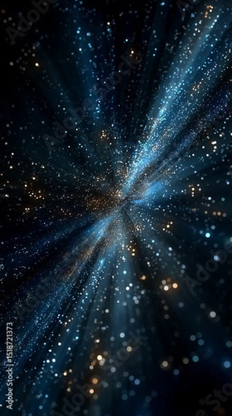 Fototapeta Blue light streaks and fiber optic lines on a dark background—symbolizing high-speed wireless data, 5G/6G networks, and futuristic internet transmission in an abstract digital vector design.
