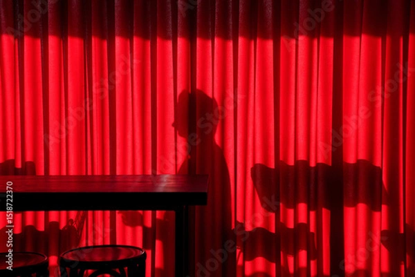 Obraz silhouette of a mysterious woman behind a red curtain