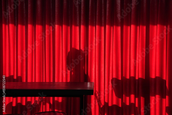 Obraz silhouette of a mysterious woman behind a red curtain