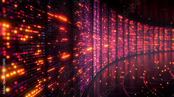 Obraz Abstract digital tech illustration depicting server logic and database systems—symbolizing data flow, information architecture, modern computing, and the backbone of digital infrastructure.

