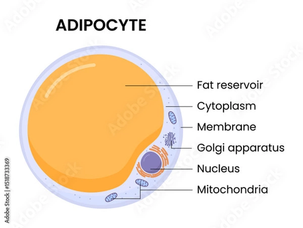 Fototapeta Vector structure of white fat cell. Illustration of adipocyte.