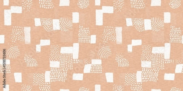 Fototapeta Gender neutral baby nursery decor trim. Sketch border in decorative kid fashion swatch. Calm minimal shape seamless pattern edge. 