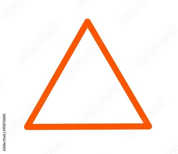 Fototapeta Simple orange triangle outline isolated on white background with bold geometric minimalist design shape for abstract or educational use