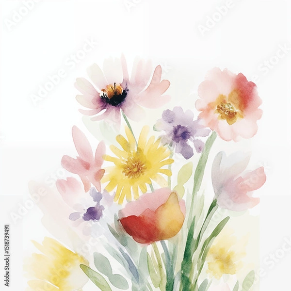 Obraz Wildflower watercolor digital paper texture