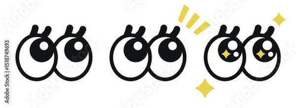 Obraz 目線アイコンセット・注目・キラキラ・視線のイラスト アイコン素材