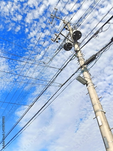 Obraz 鱗雲と電柱