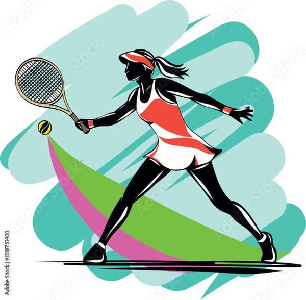 Obraz Tennis player swinging a racket, capturing motion and athletic energy.