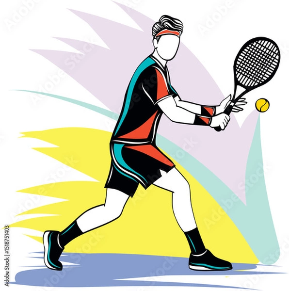 Obraz Tennis player swinging a racket, capturing motion and athletic energy.