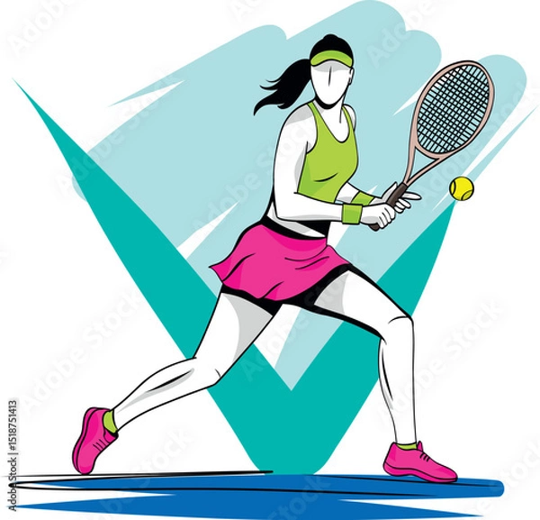 Obraz Tennis player swinging a racket, capturing motion and athletic energy.