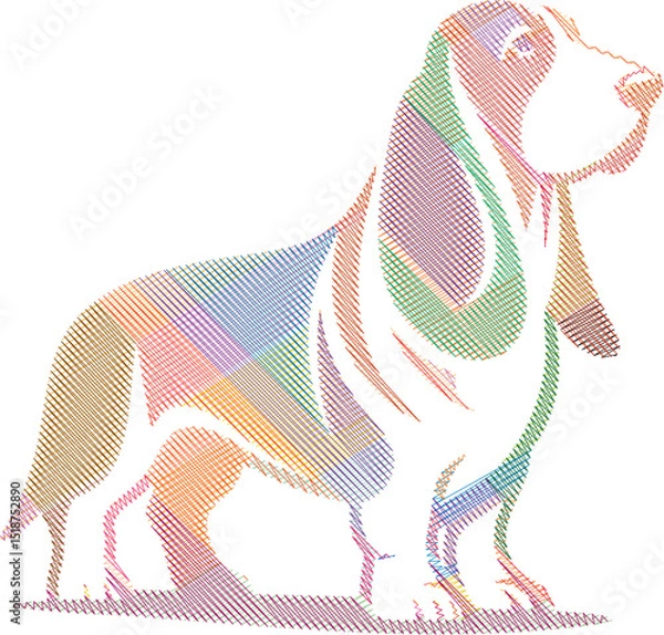 Obraz Elegant Basset Hound Dog Sketch in Stylized Design