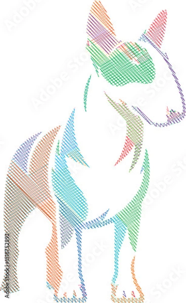 Obraz Elegant English Bull Terrier Dog Sketch in Stylized Design Illustration