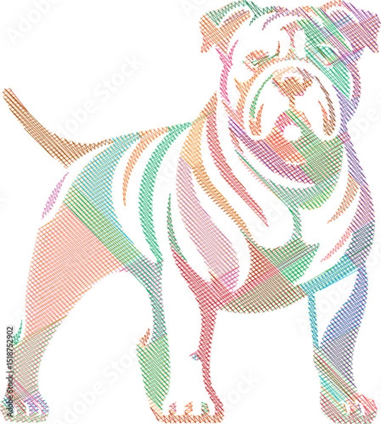 Obraz Elegant American Bulldog Dog Sketch in Stylized Design Illustration